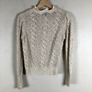 Alberoy Crochet Sweater Womens X Small Cream High Neck Lightweight Cottagecore